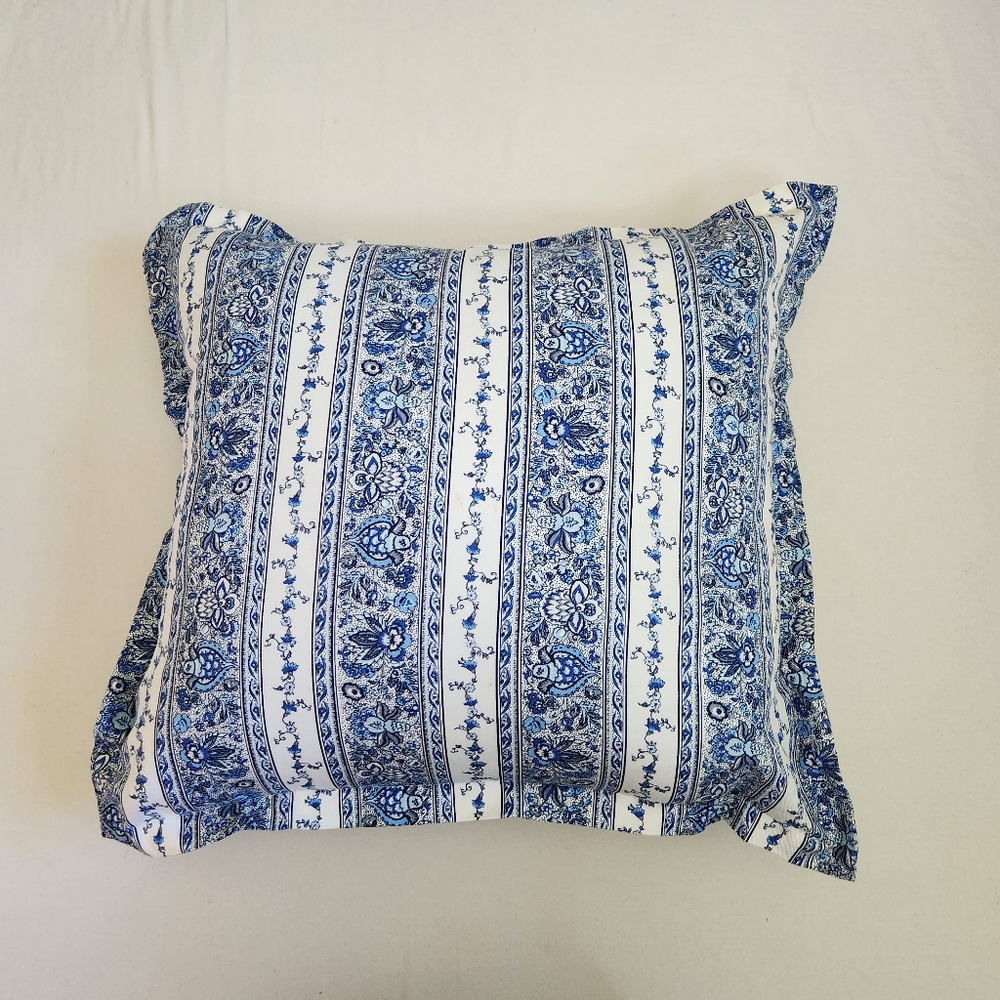STOF France Provence Pillow Marine Floral Florals blue white cotton
